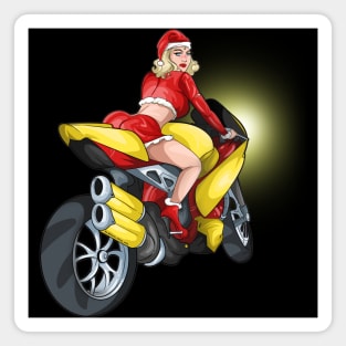 Retro Mrs Santa Motorcycle Babe Biker Magnet